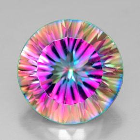 Quartzo místico multicolorido natural 7,24ct, corte redondo, VVS-VS