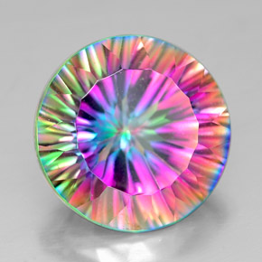 Quartzo místico multicolorido natural 7,24ct, corte redondo, VVS-VS