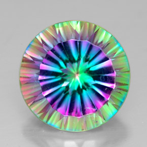 Quartzo místico multicolorido natural 7,31ct, corte redondo, VVS-VS