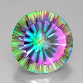 Quartzo místico multicolorido natural 7,31ct, corte redondo, VVS-VS