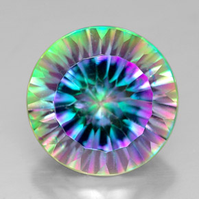 Quartzo místico multicolorido natural 7,39ct, corte redondo, VVS-VS