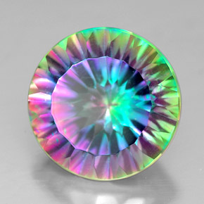 Quartzo místico multicolorido natural 7,39ct, corte redondo, VVS-VS