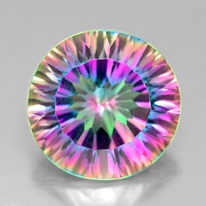 Quartzo místico multicolorido natural 7,17ct, corte redondo, VVS-VS