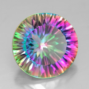 Quartzo místico multicolorido natural 7,17ct, corte redondo, VVS-VS