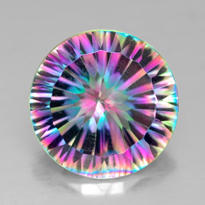 Quartzo místico multicolorido natural 6,27ct, corte redondo, VVS-VS