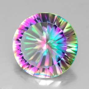 Quartzo místico multicolorido natural 6,27ct, corte redondo, VVS-VS