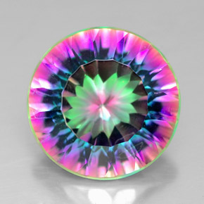 Quartzo místico multicolorido natural 6,98ct, corte redondo, VVS-VS
