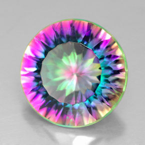 Quartzo místico multicolorido natural 6,98ct, corte redondo, VVS-VS