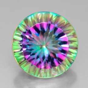 Quartzo místico multicolorido natural 7,65ct, corte redondo, VVS-VS