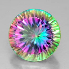 Quartzo místico multicolorido natural 7,65ct, corte redondo, VVS-VS