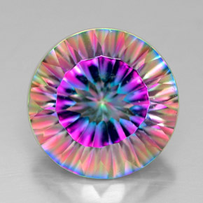 Quartzo místico multicolorido natural 7,33ct, corte redondo, VVS-VS