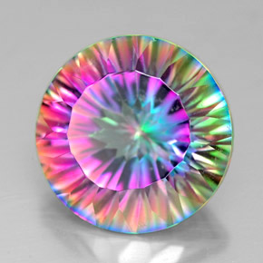 Quartzo místico multicolorido natural 7,33ct, corte redondo, VVS-VS
