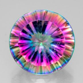 Quartzo místico multicolorido natural 6,40ct, corte redondo, VS
