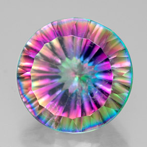 Quartzo místico multicolorido natural 6,40ct, corte redondo, VS