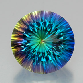 Quartzo místico multicolorido natural 20,30ct, corte redondo, VVS