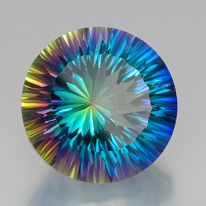 Quartzo místico multicolorido natural 20,30ct, corte redondo, VVS