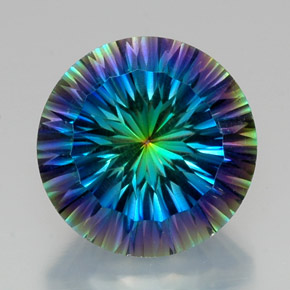 Quartzo místico multicolorido natural 19,10ct, corte redondo, VVS