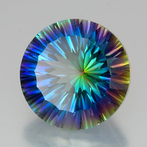 Quartzo místico multicolorido natural 19,10ct, corte redondo, VVS