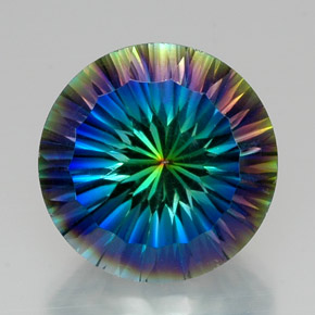 Quartzo místico multicolorido natural 18,89ct, corte redondo, VVS-VS