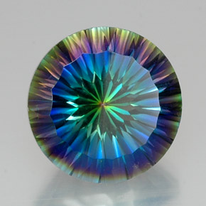 Quartzo místico multicolorido natural 18,89ct, corte redondo, VVS-VS