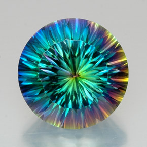 Quartzo místico multicolorido natural 18,47ct, corte redondo, VVS