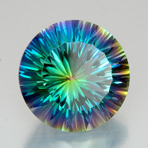 Quartzo místico multicolorido natural 18,47ct, corte redondo, VVS