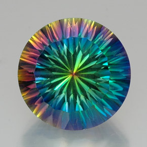 Quartzo místico multicolorido natural 20,63ct, corte redondo, VVS