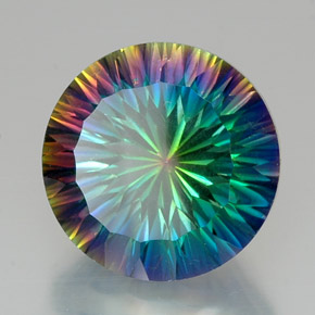 Quartzo místico multicolorido natural 20,63ct, corte redondo, VVS