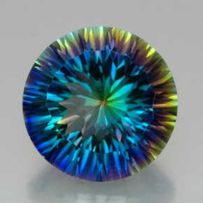 Quartzo místico multicolorido natural 18,13ct, corte redondo, VVS