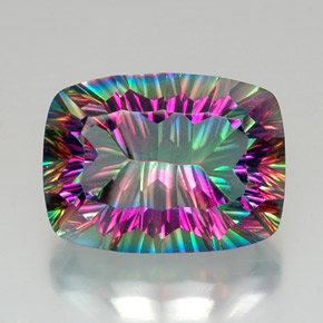 Quartzo místico multicolorido natural 20,61ct, almofada cortada, VVS