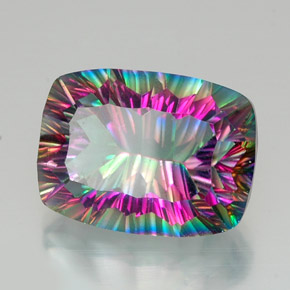 Quartzo místico multicolorido natural 20,61ct, almofada cortada, VVS