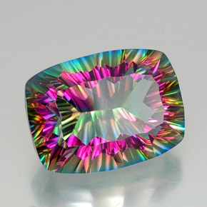 Quartzo místico multicolorido natural 21,80ct, almofada cortada, VVS