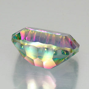 Quartzo místico multicolorido natural 21,80ct, almofada cortada, VVS