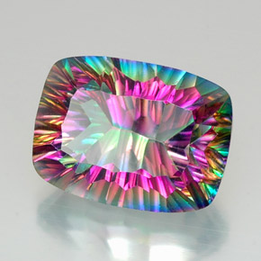 Quartzo místico multicolorido natural 20,76ct, almofada cortada, VVS