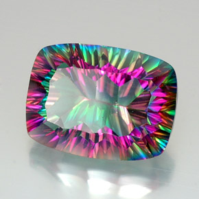 Quartzo místico multicolorido natural 19,29ct, almofada cortada, VVS-VS