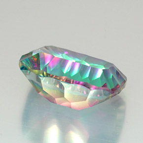 Quartzo místico multicolorido natural 19,29ct, almofada cortada, VVS-VS