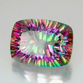 Quartzo Místico Top Rainbow Natural 21.13ct, Almofada cortada, VVS
