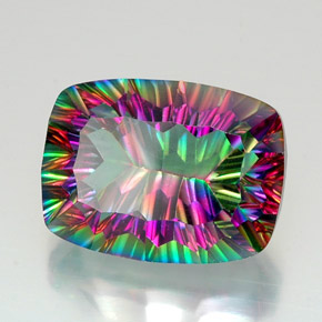 Quartzo místico multicolorido natural 21,49ct, almofada cortada, VVS
