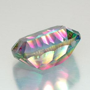 Quartzo místico multicolorido natural 21,49ct, almofada cortada, VVS