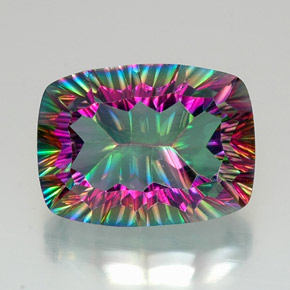Quartzo místico multicolorido natural 20,45ct, almofada cortada, VVS
