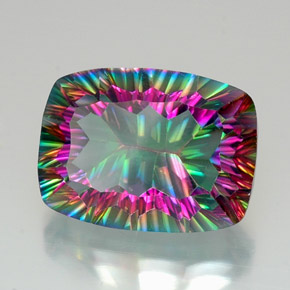 Quartzo místico multicolorido natural 20,45ct, almofada cortada, VVS