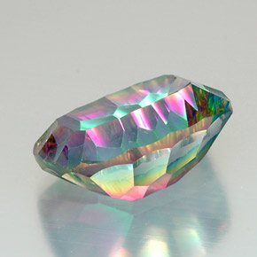 Quartzo místico multicolorido natural 20,45ct, almofada cortada, VVS