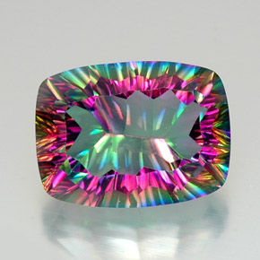 Quartzo místico multicolorido natural 20,96ct, almofada cortada, VVS