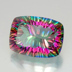 Quartzo místico multicolorido natural 20,96ct, almofada cortada, VVS