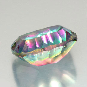 Quartzo místico multicolorido natural 20,96ct, almofada cortada, VVS
