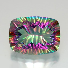 Quartzo místico multicolorido natural 20,58ct, almofada cortada, VVS
