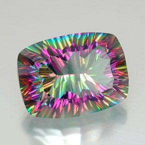 Quartzo místico multicolorido natural 20,58ct, almofada cortada, VVS