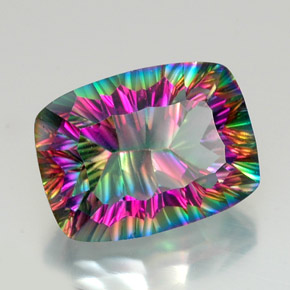 Quartzo Místico Top Rainbow Natural 20.69ct, Almofada cortada, VVS