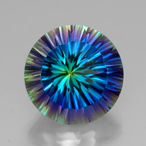 Quartzo místico multicolorido natural 19,18ct, corte redondo, VVS