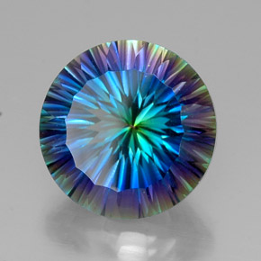 Quartzo místico multicolorido natural 19,18ct, corte redondo, VVS